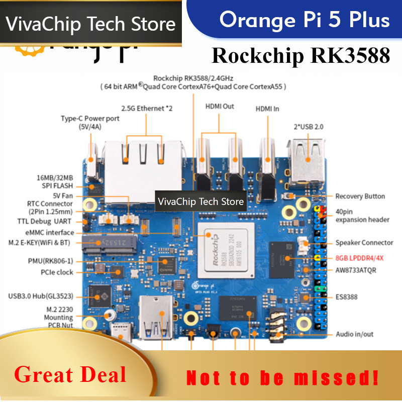 Orange Pi 5 Plus 16Gb - Компьютер на одной плате VivaChip TechOrange