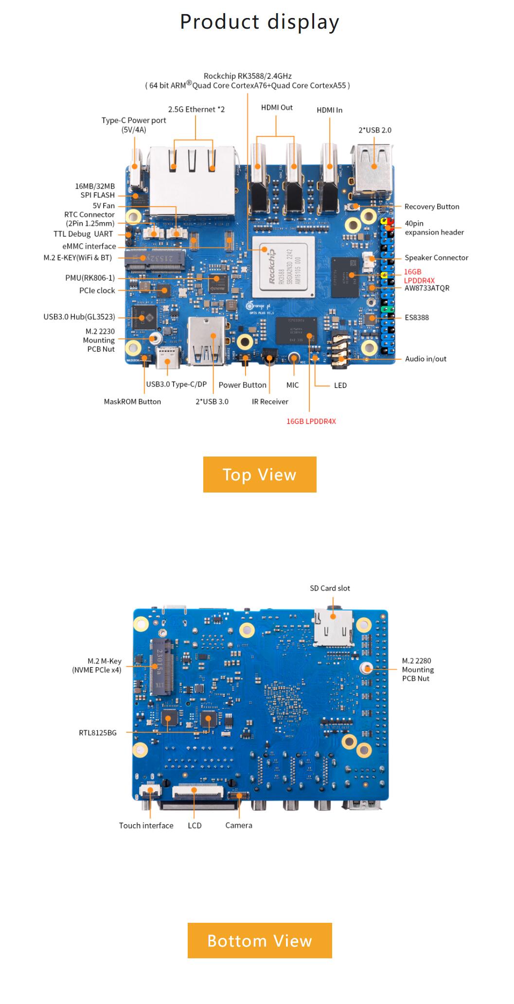 DIQIU Orange Pi 5 Plus 8/16 ГБ – обзор и цена Orange Pi 5 Plus 16Gb